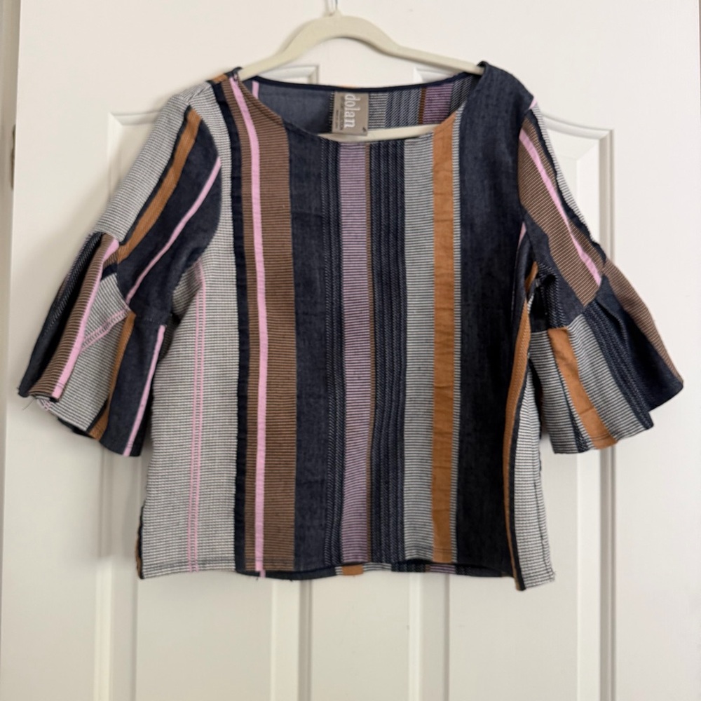 Dolan Left Coast Collection Striped Top flair bell sleeves Boho Minimalist Sz M